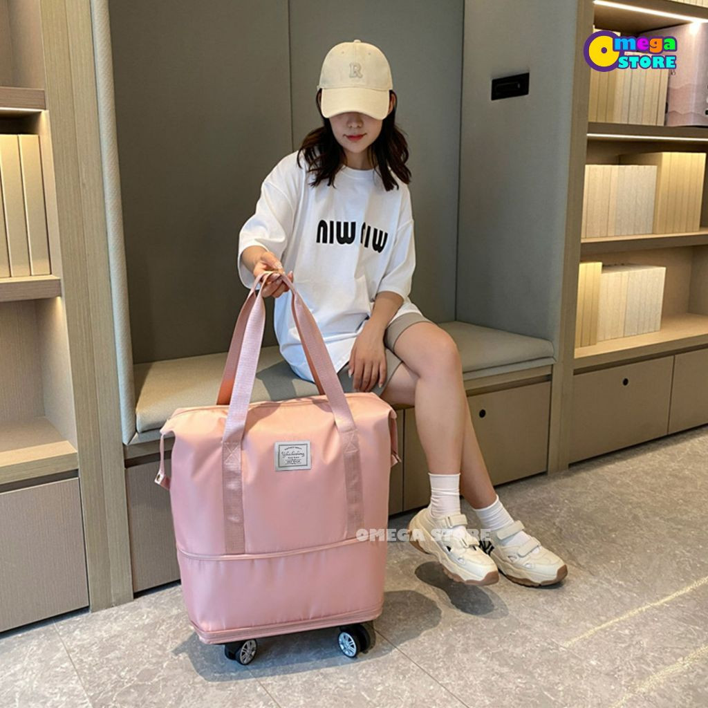 AJ72UW [O&S] Tas travel roda 3in1 Tas Jinjing Wanita Penyimpanan Berkapasitas Besar Travel Bag Duffe