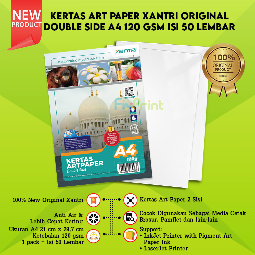 

Ketas Paper 120gsm 50 Sheets Kertas Art Paper A4 120 gram 50 lembar Double Side Kertas Art Karton Cartoon Carton