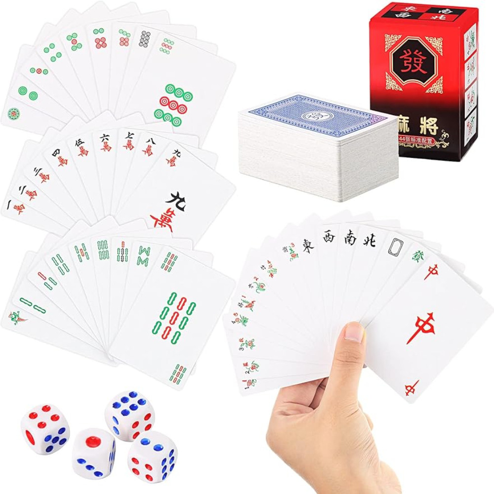 Portable Mahjong 144 cards Mahjong Chinese Cards Game Travel set Mahjong Board Game-Chinese Mahjong