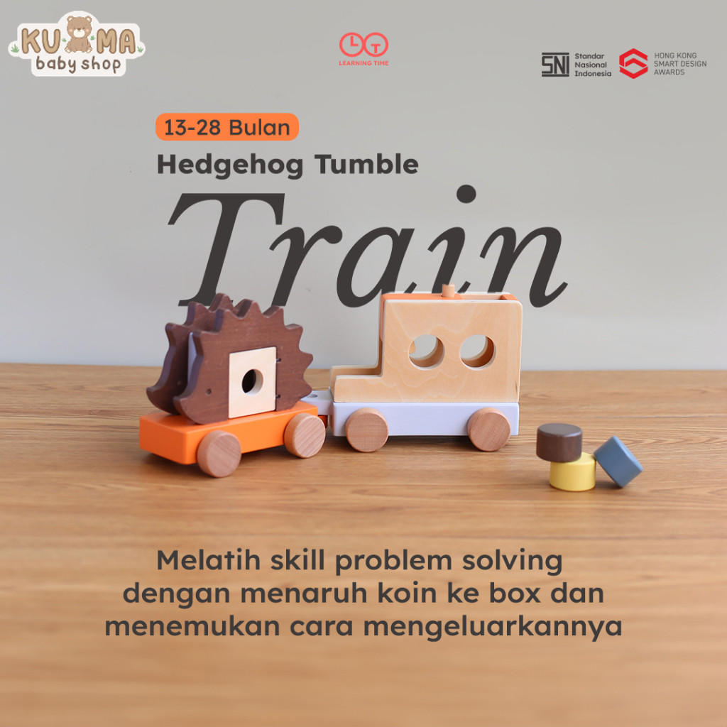 LT-Hedgehog Tumble Train/Mainan Motorik Halus/Mainan Edukasi Anak 2 Tahun/Mainan Montessori/Learning