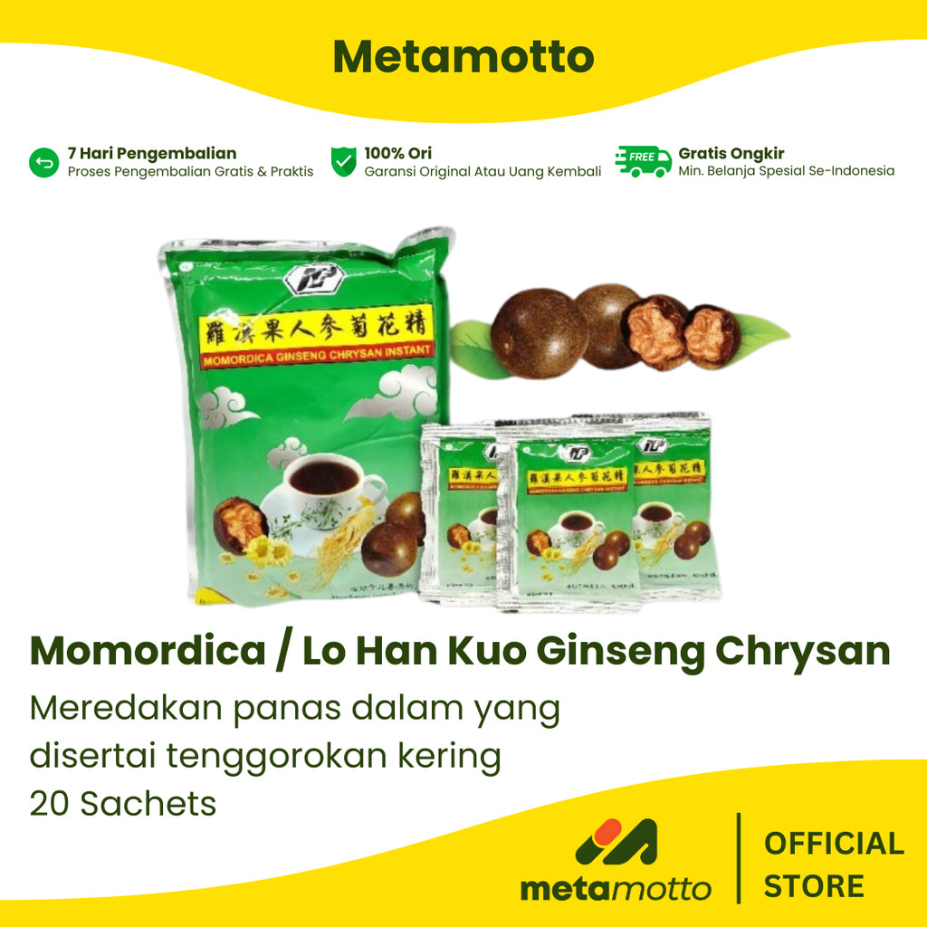 

Momordica / Lo Han Kuo Ginseng Chrysan Instant kemasan sachet - Metamotto