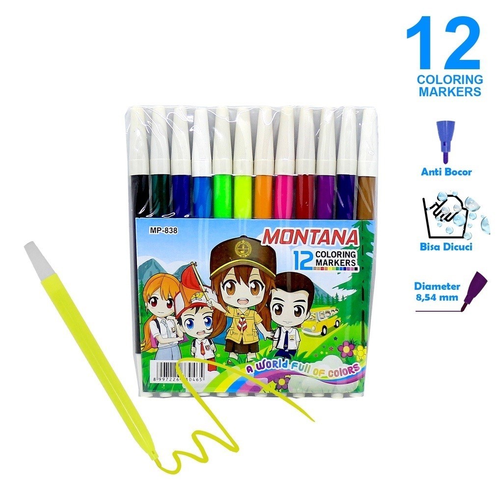 

GPRT Spidol Montana MP-838 1 Set 12 Warna Untuk Mewarnai