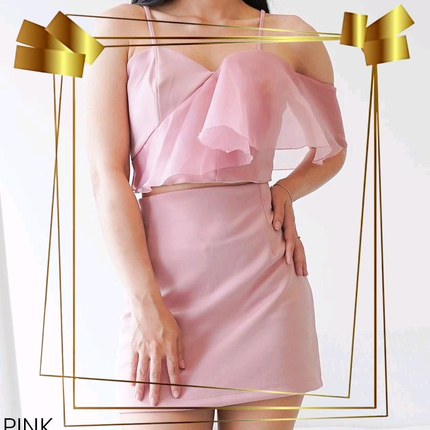 Cresent Crop Mini Skirt Set - Setelan  Celana Pendek Organza Scuba [BM01-CRESA]