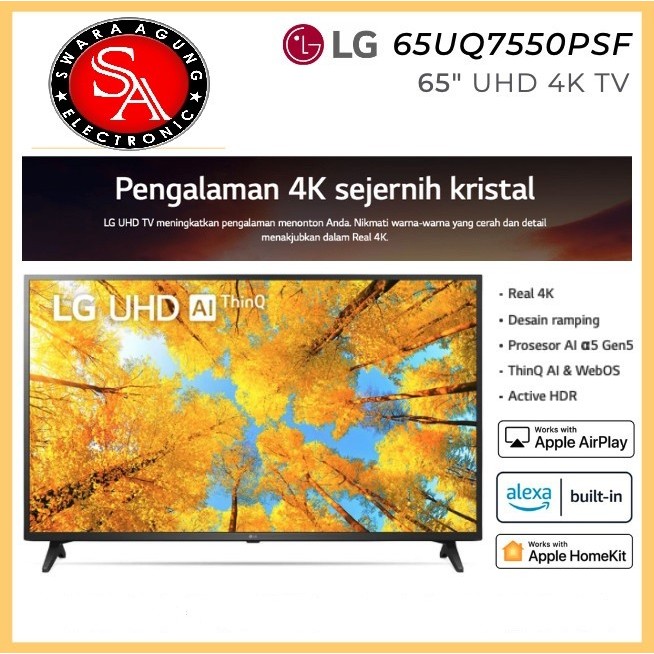 Led UHD Smart TV 65 Inch LG Type: 65UQ7550 (Khusus Daerah Medan)