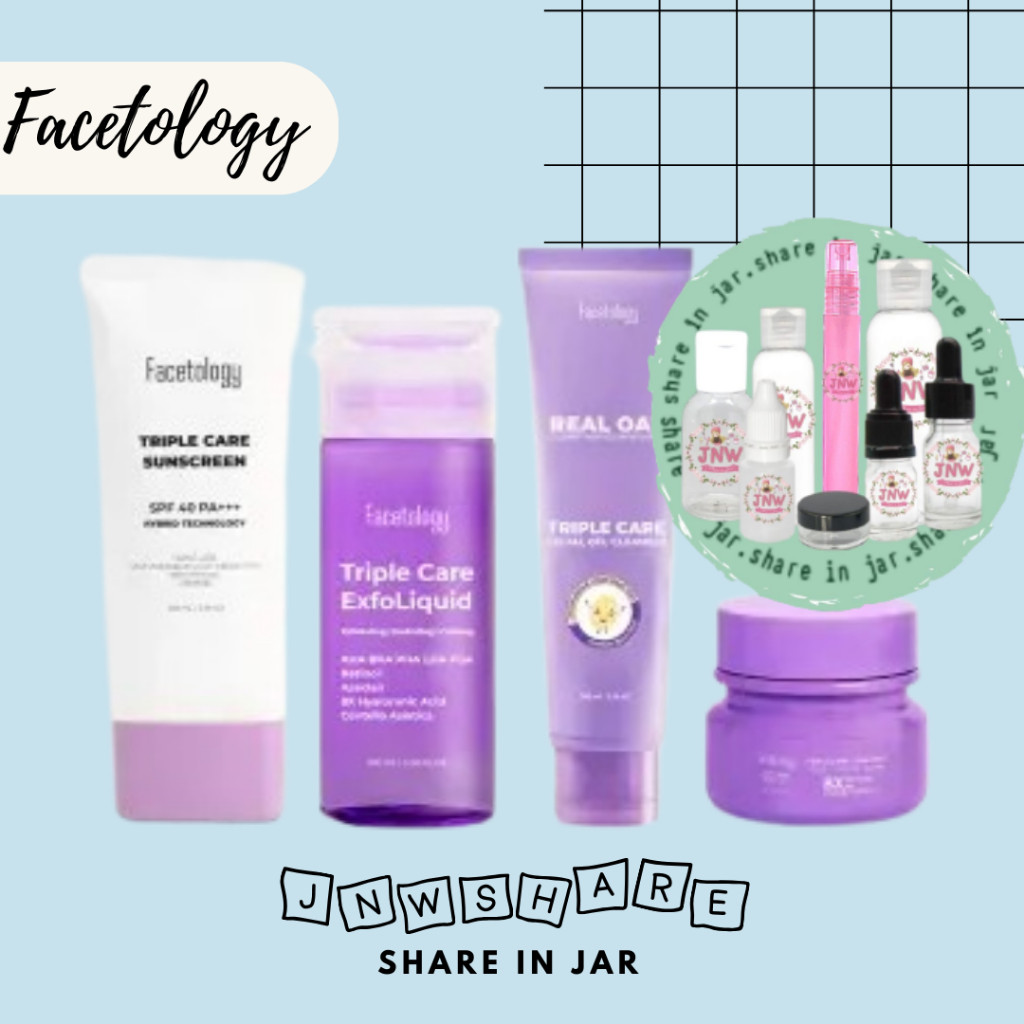 [SHARE IN JAR]FACETOLOGY TripleCare Sunscreen SPF 40 PA +++ EXFOLIQUID Toner Gel Cleanser Care Ceram