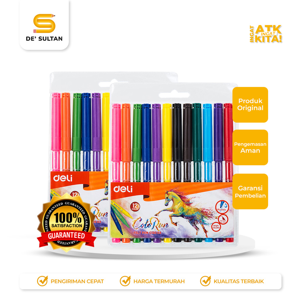 

DELI SPIDOL WARNA/ FELT PEN 12 EC10003 (1SET)