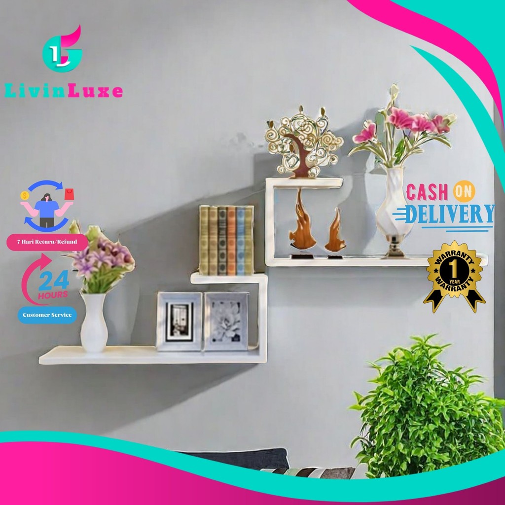 LivinLuxe - Rak Dinding Tempel Organizer Pajangan Hiasan Rumah Tangga Rak Dinding Gantung Tempat Pen