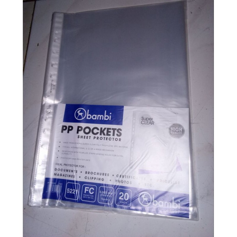 

HJK Sheet Protector PP Pockets Bambi Folio Type 5521