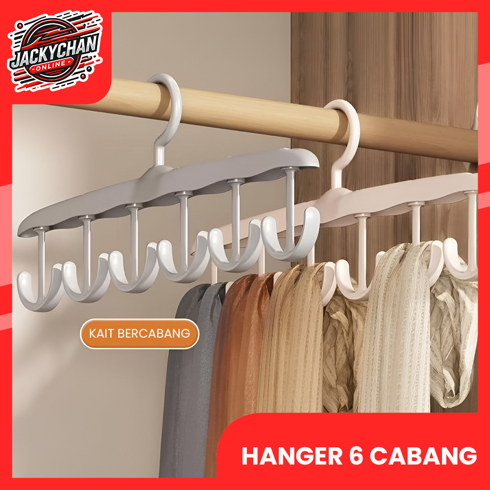 JC Hanger 6 Cabang Baju Celana Topi Organizer Lemari Jemuran Laundry Room