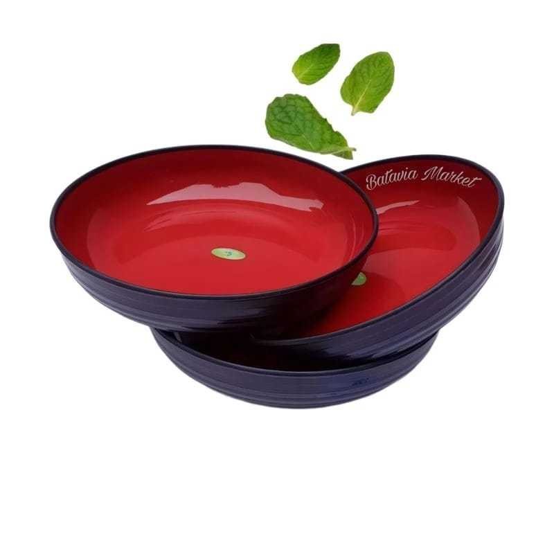 Promo 12 Pcs Piring Plastik Ramen Korea Bulat Cekung / 1 Lusin Mangkuk Plastik Sajian Ramen Ceper Hi