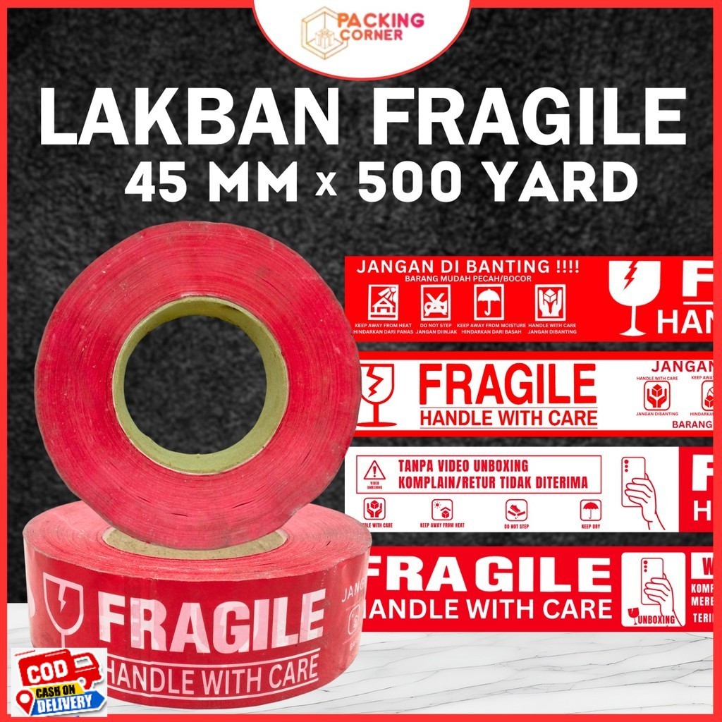 

Lakban Fragile Merah 2 Inch 500 Yard Jangan Dibanting 48 45 Mm 2" 500Y Handle With Care