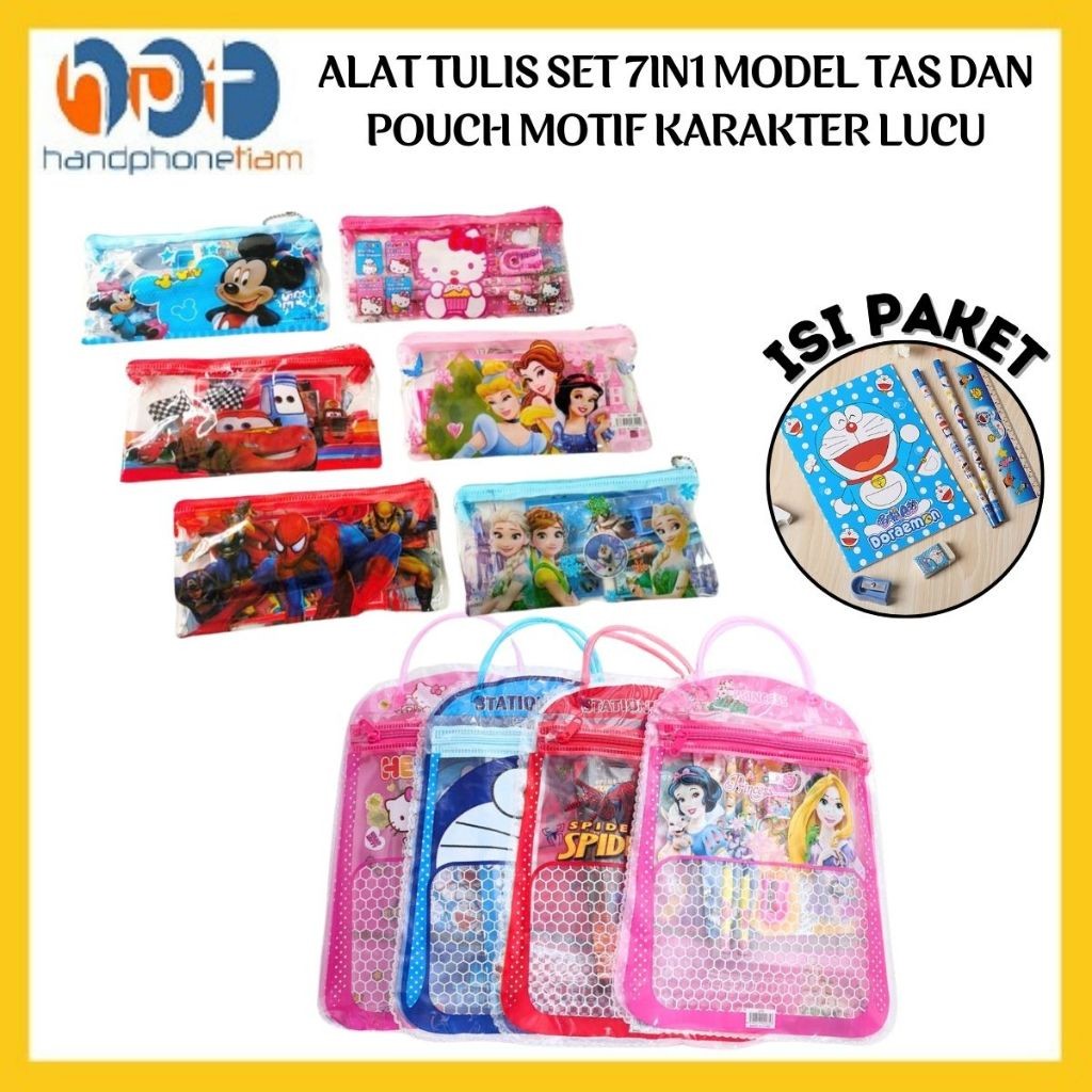

Alat Tulis Set Tas 7in1 Stationary Set Paket Lengkap Peralatan Menulis Anak Tas Buku Pensil Penggaris Penghapus Rautan Bergambar Karakter Kartun Lucu | Cocok Untuk Hadiah Souvernir Ulang Tahun Anak Sekolah