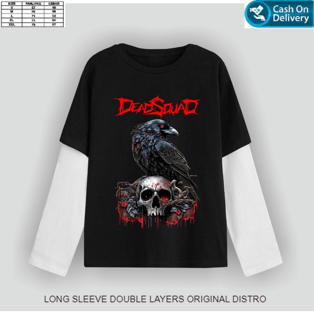 kaos lengan panjang LONG SLEEVE band metal DEADSQUAD original distro/ kaos panjang DOUBELLAYER DEADS