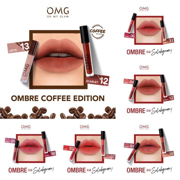 Paket Ombre Lips OMG | Lipcream OMG Ombre Coffee Edition| Lipcream OMG | Ombre OMG Lip Cream | Omg O