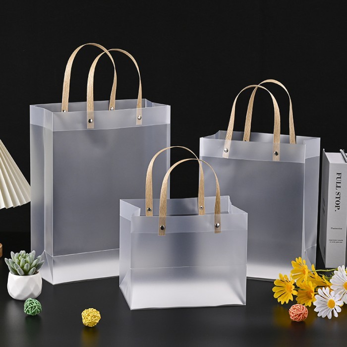 

PROMO!! - (Grosir 10buah) Tas Mika Doff Transparan Uk 20x9x15 Goodie Bag Premium - Cokelat