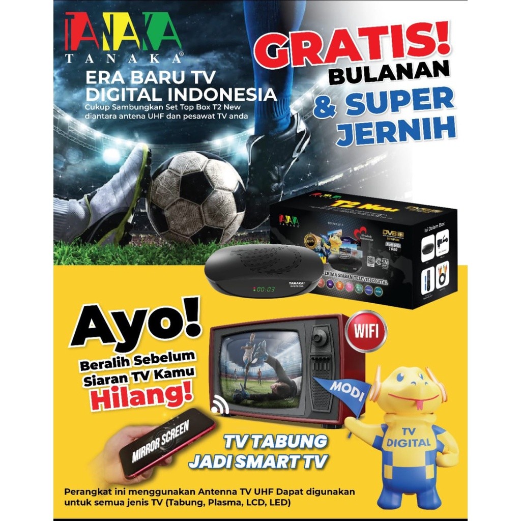 STB TV Digital Tanaka T2 New Set Top Box Tanaka DVB T2 New SNI
