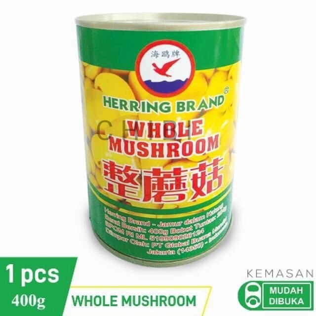 

nb Jamur Kancing HERRING BRAND Whole Mushroom Dalam Kaleng 400Gr