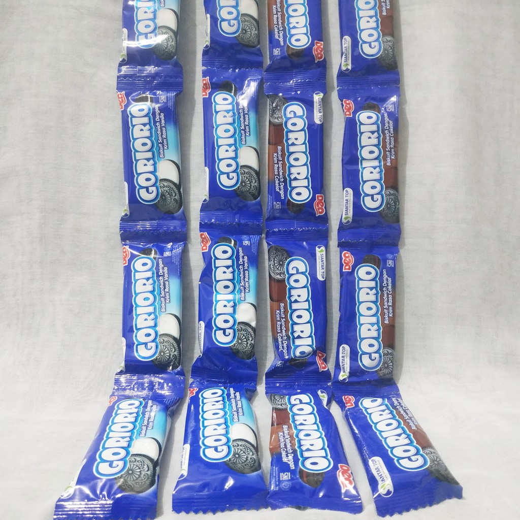 

MURAH - Biskuit Sandwich Goriorio Krim Coklat Vanilla Isi 10 Pcs/10g