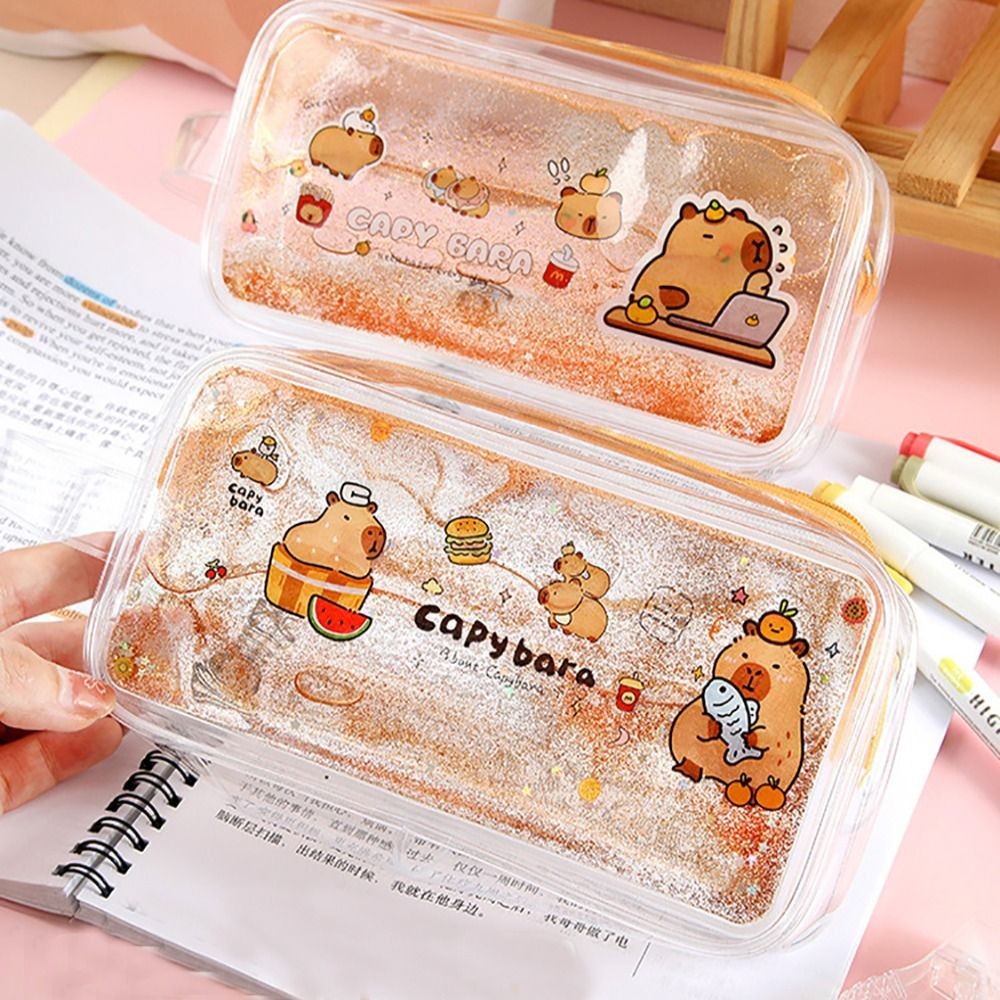 

Quicksand Kapybara Pencil Pouch Large Capacity Pencil Bag Capybara Cartoon Stationery Holder Bag Office School Supplies