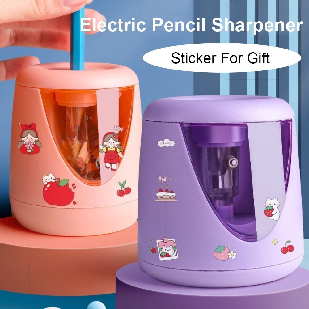 

with Decorative Sticker Battery/USB/Charging Creative Stationery Mechanical Tool Switch Automatic Electric Pencil Sharpener