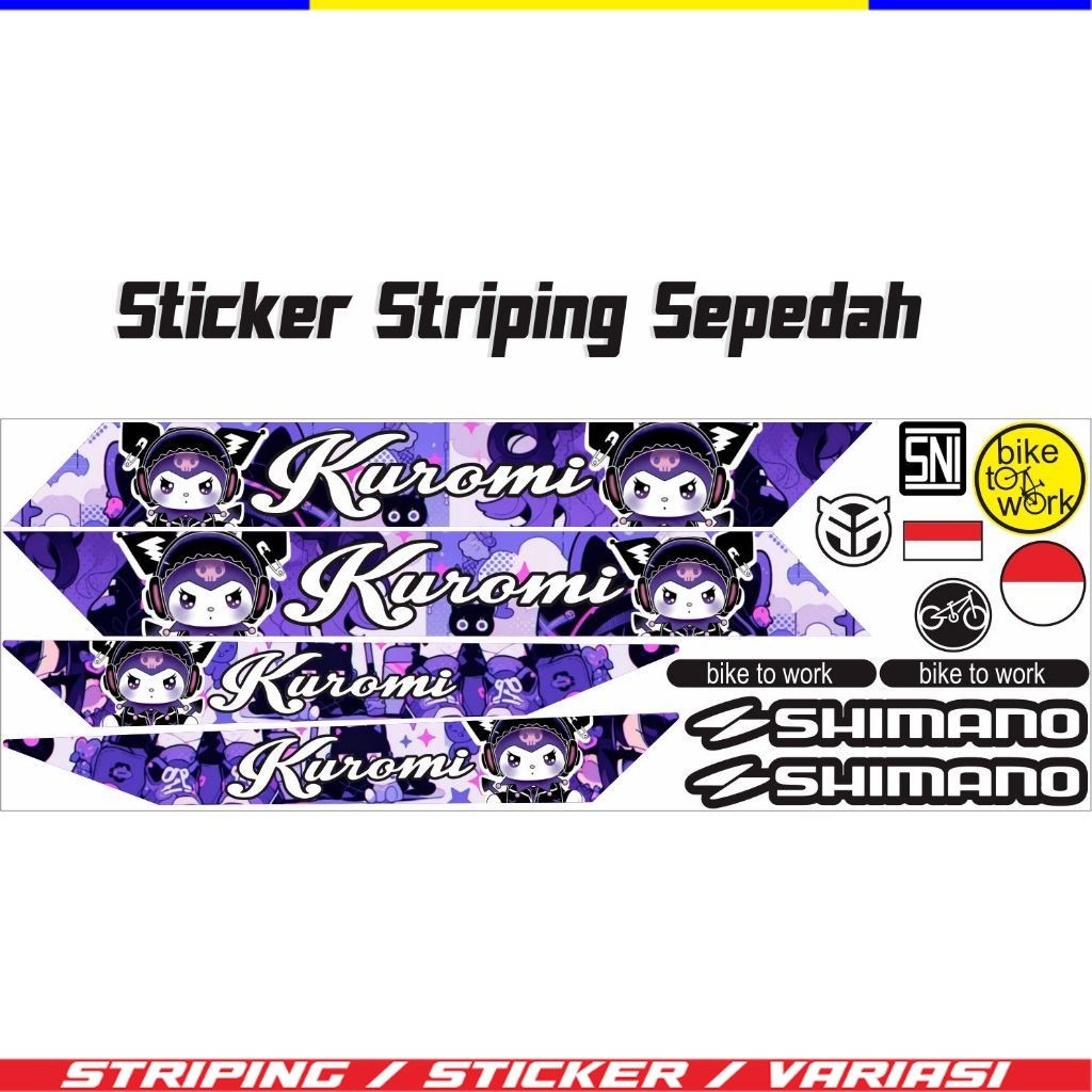 POLET SETIKER variasi stiker kuromi / striping sepedah motif kartun kuromi LIST