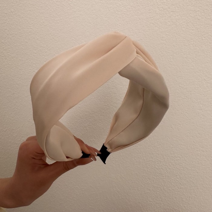 Caliloops Bando Bandana Lebar Polos Korean Headband Wanita Dewasa Bros - Putih