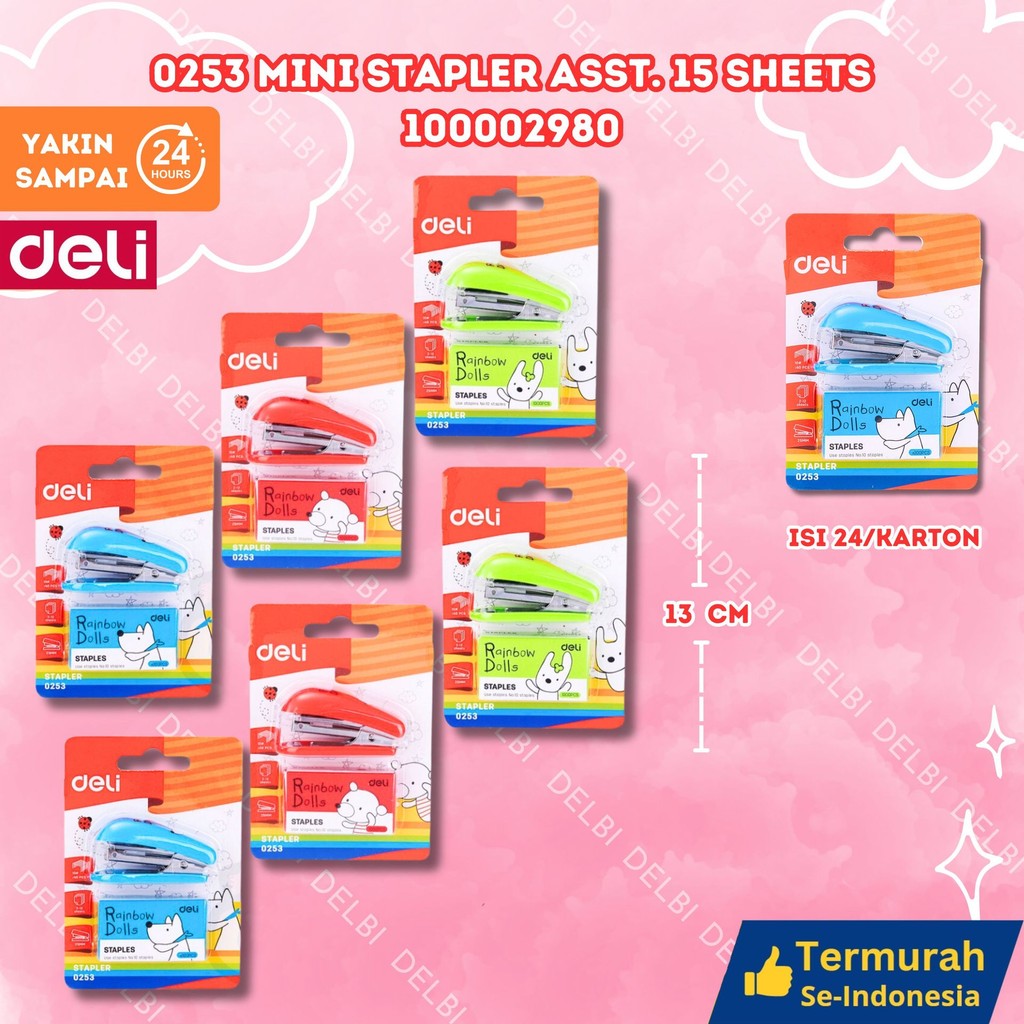

DELI STAPLER / STAPLES E0253 0253 Mini Stapler ASST. 15sheets,(10