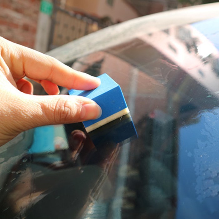 Glass Felt Block Pembersih Poles Jamur Minyak Kaca Mobil Polishing Applicator Busa Lap Kendaraan Felt Block Glass Scrub Polishing Applikator Poles jamur Minyak kaca Depan Cermin Spion Exterior Interior Mobil Motor kerak air Oil Remover Medium