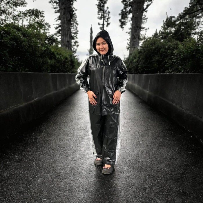 Jas Hujan PVC Jaket Dan Celana Dewasa KUDA LAUT BLACK RIDER ALpha Beta Delta Reflective Waterproof Raincoat Karet Kantung Depan Elastis All size Pria Wanita Unisex R1 R2 R3