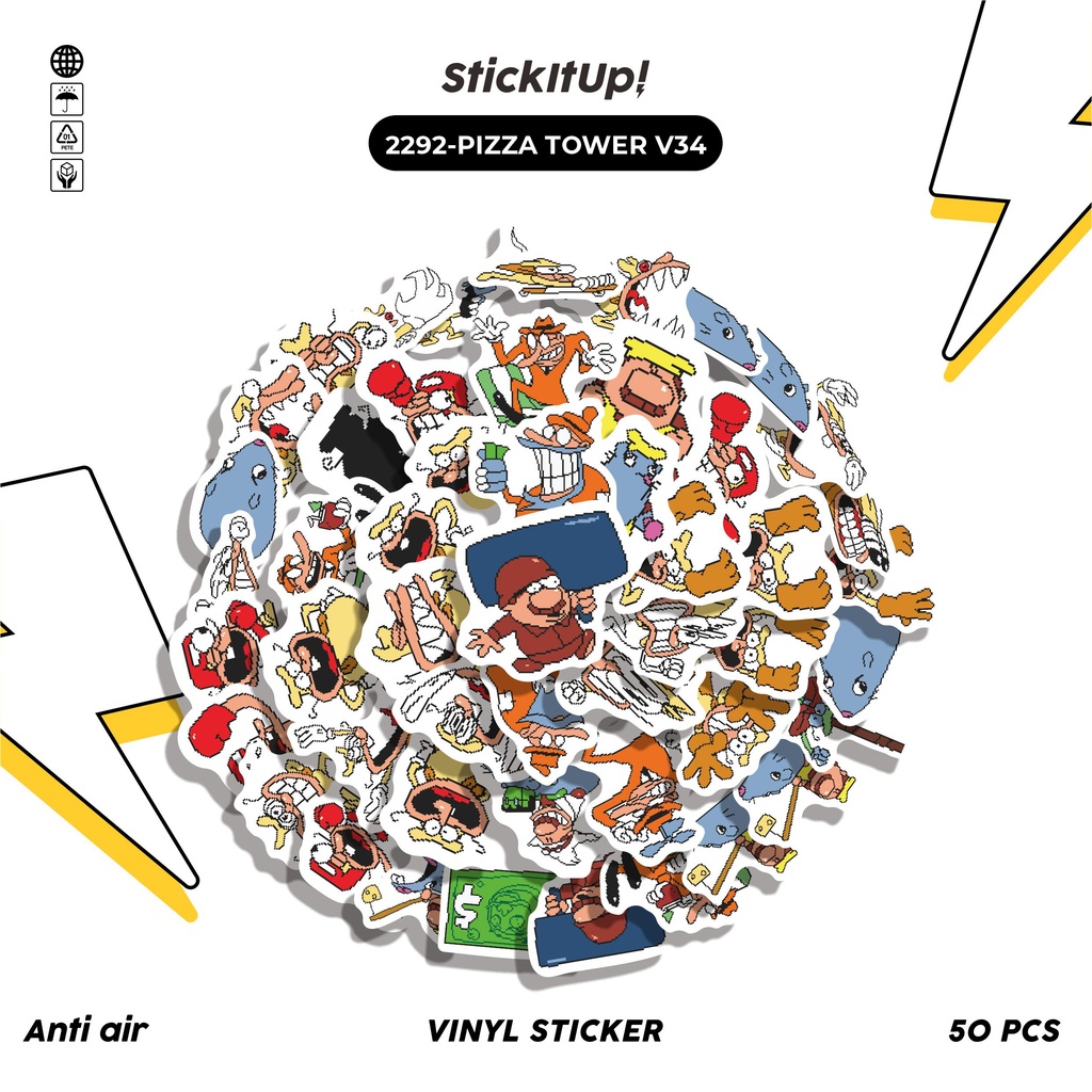 

COD✨ 50 Pcs Sticker Pack PIZZA TOWER 34 Lucu Aesthetic Vynil Waterproof untuk Freebies Sticker Buku Journal Casing HP Laptop