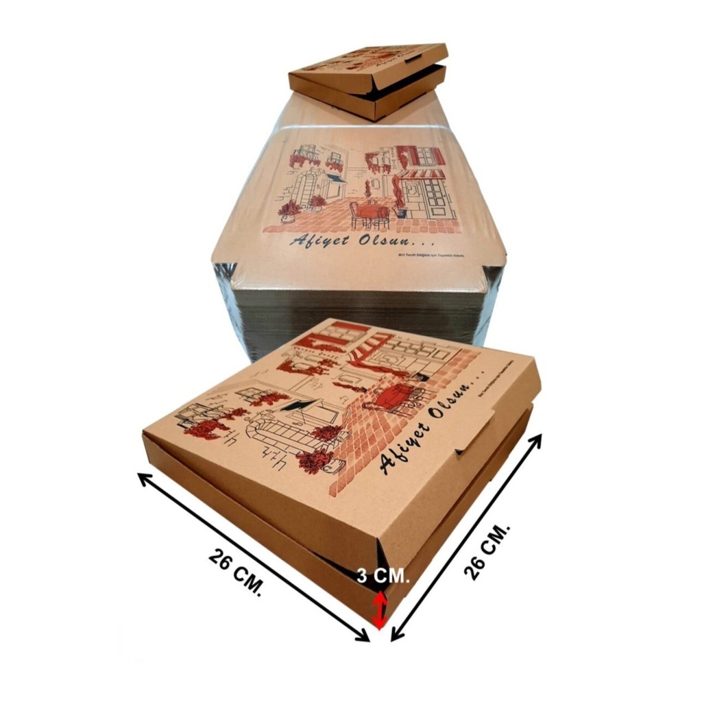 

Carton Pita Pizza Box 26x26x3,2 Cm. (100'lü Package)