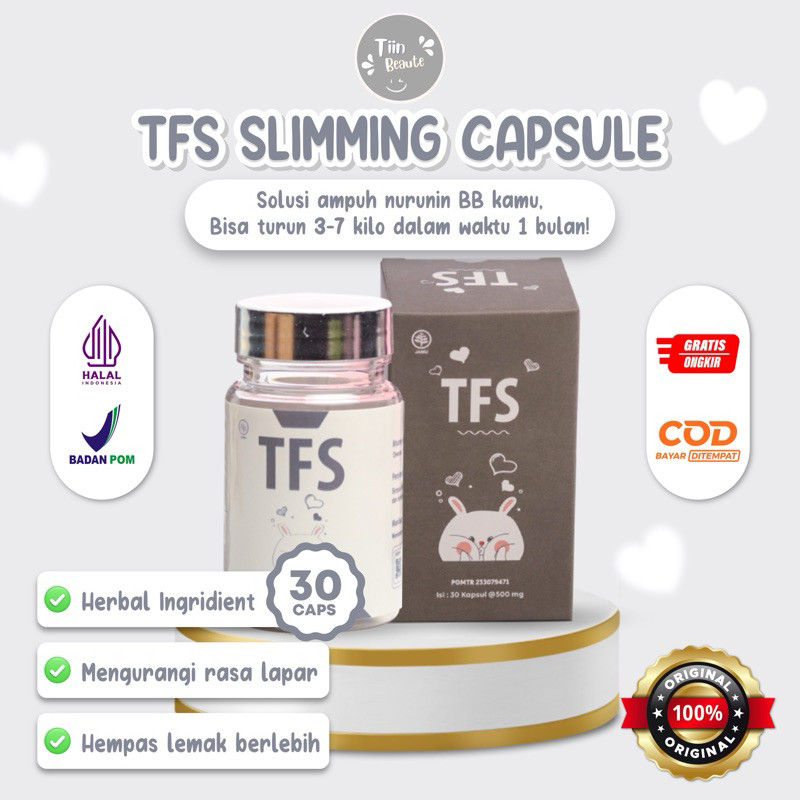 TF SLIMMING - (ISI 30 KAPSUL) Pelangsing Herbal Aman Suplemen Diet Tanpa Efek Samping BPOM