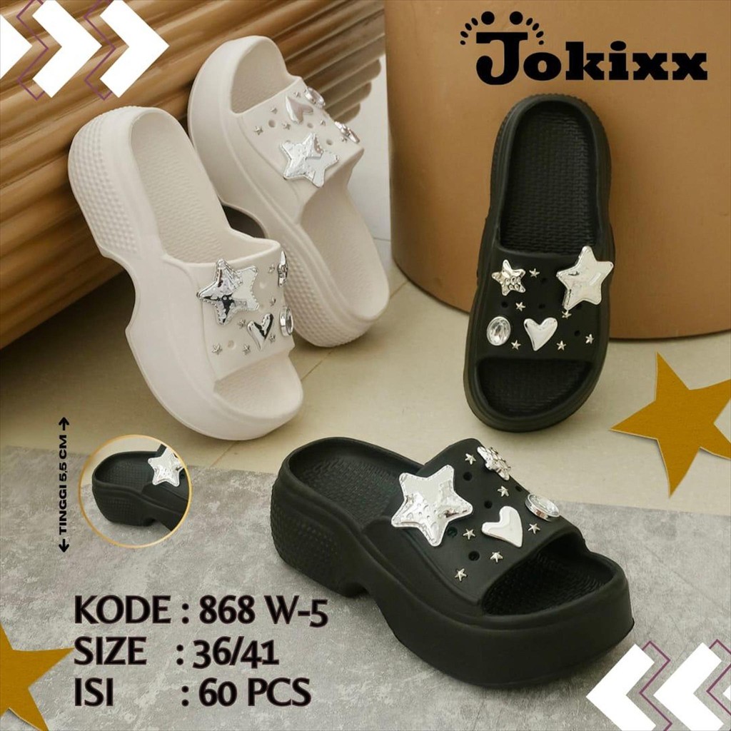 Sandal Slop Jokixx Eva Ban Star Love Perm*t* Sol Tebal Super Pretty Nyaman Empuk Kekinian / Size 36-