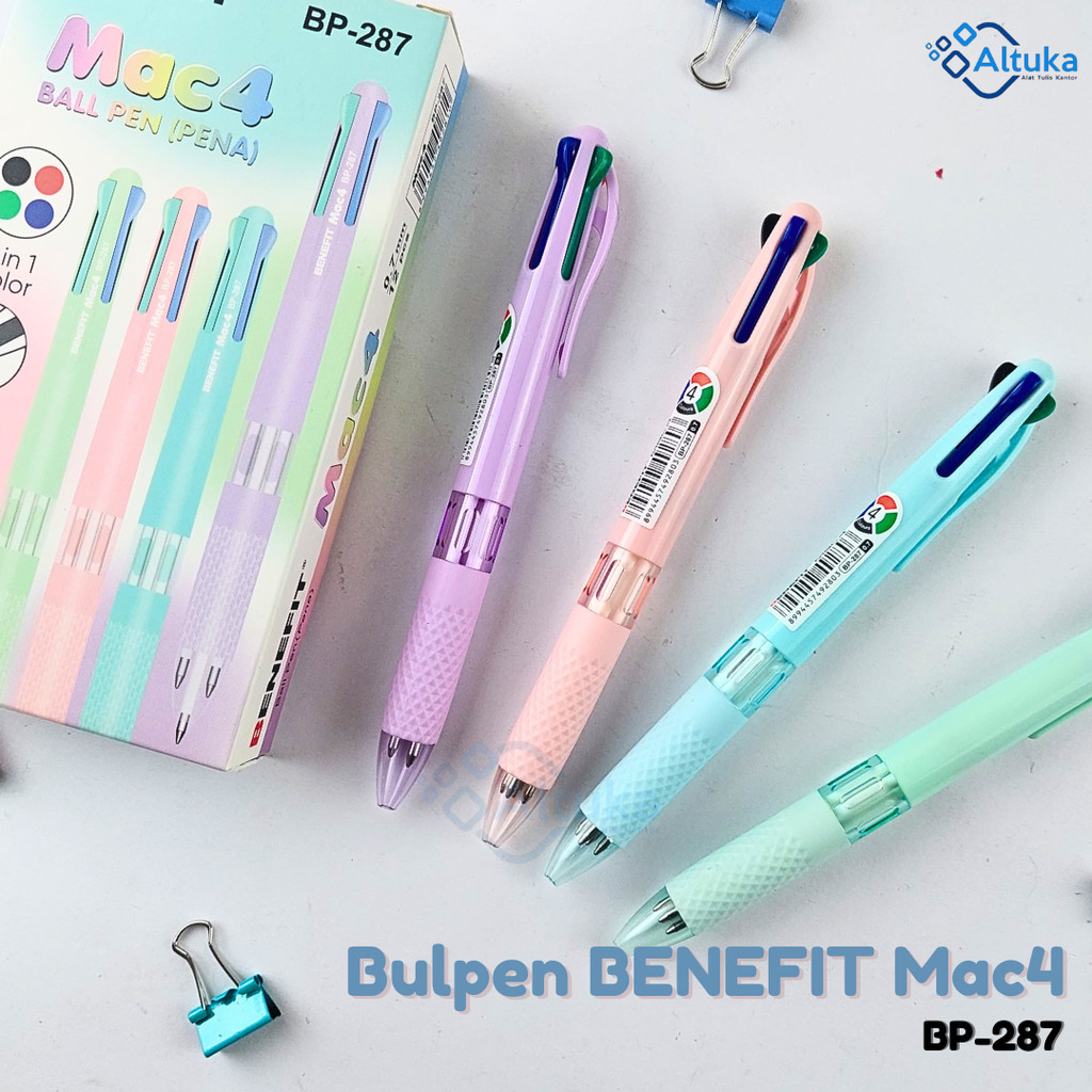

(1 Pcs) Ball Pen Mac4 / Bulpen 4 Warna BENEFIT BP-287 0.7mm / Ball Pen 4 in 1 Color