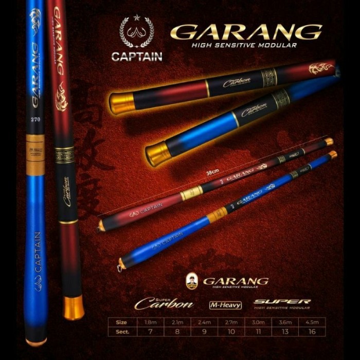 Joran Tegek Ruas Pendek Captain Garang 180 210 240 270 300 360 450 Kaku Carbon Material-Reez.ID - 30