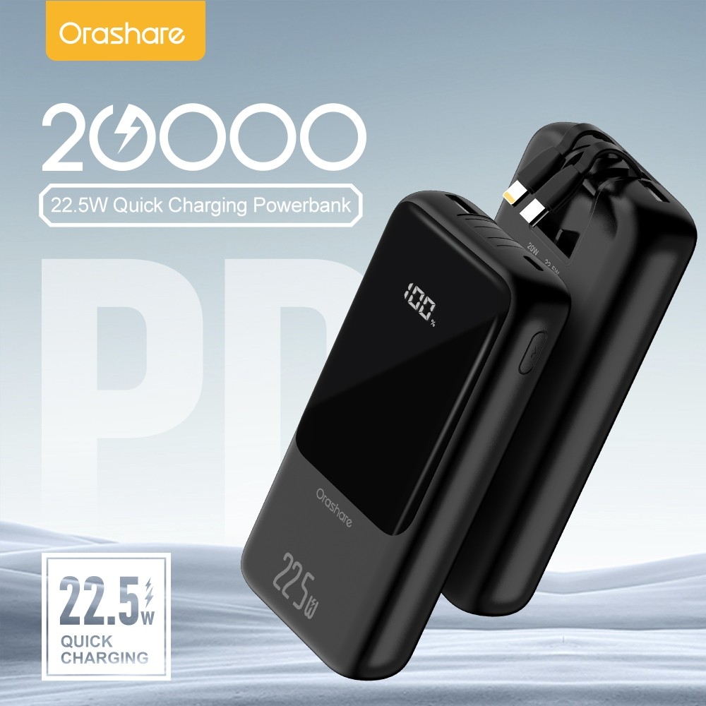 Powerbank Orashare OH20Pro 20000mAh 22.5W Super Fast Charging Dengan Kabel Ganda Power Bank