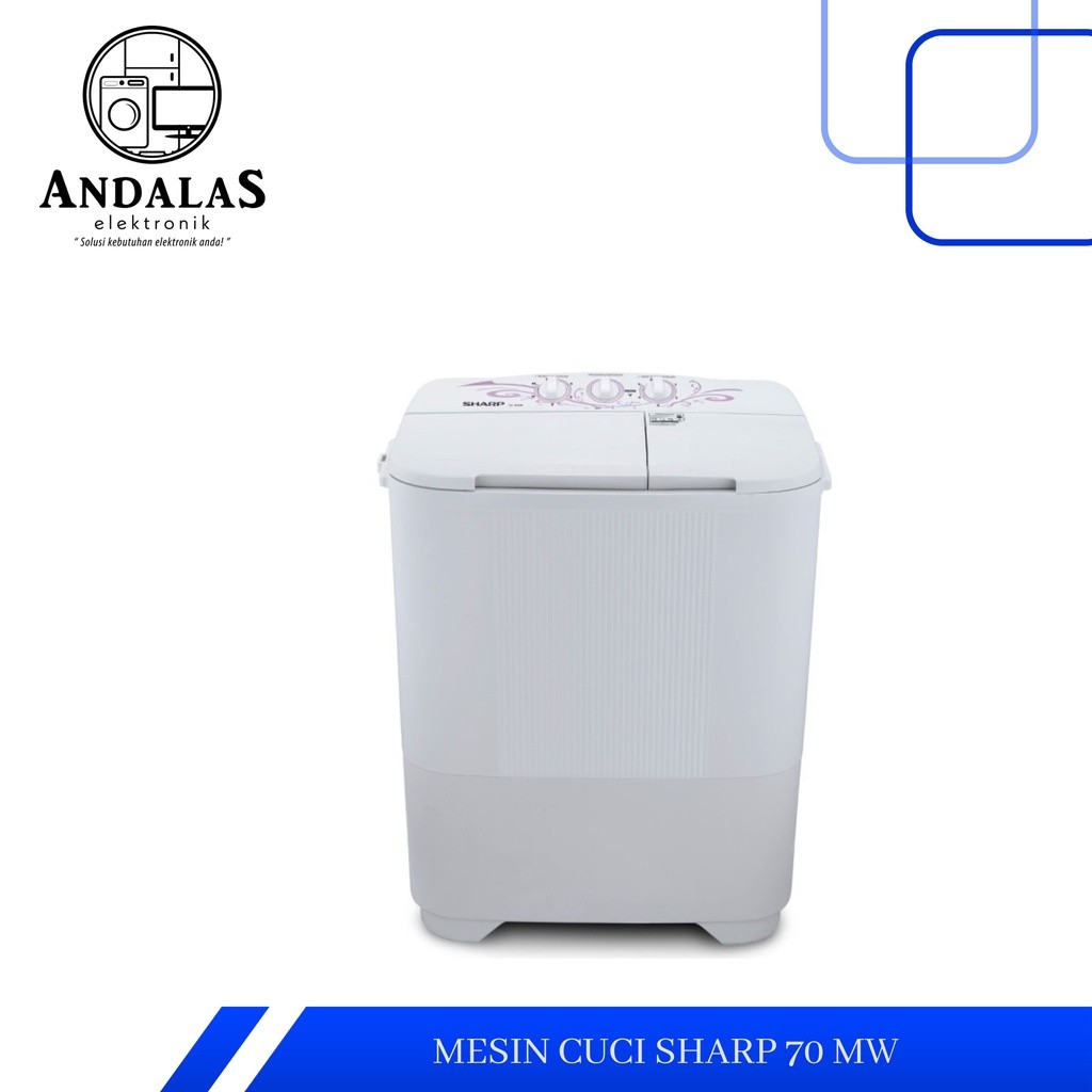 MESIN CUCI SHARP EST 70 MW 7KG 2 TABUNG 70MW 7KG PURE MAGIC LOW