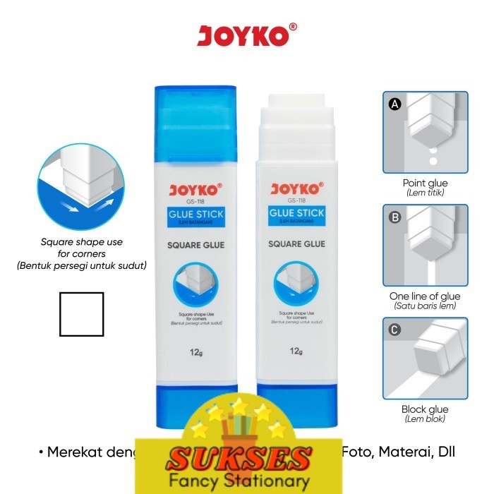 

Glue Stick GS-118 12gr Square Glue Lem Batang Joyko