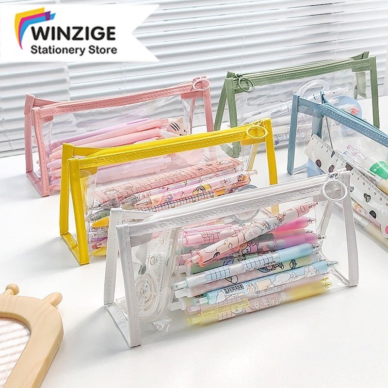 

Winzige kotak pensil transparan aesthetic tempat pensil pen pouch lucu stationery organizer pencil case large alat tulis school supplies