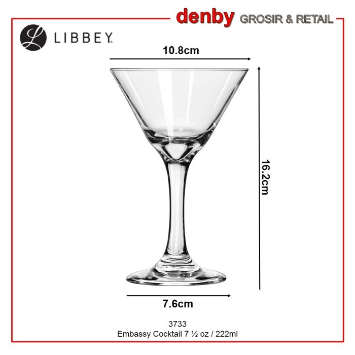 Libbey 3733 Gelas Glass Wine Beer Embassy Martini 222ml