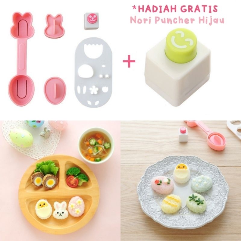 TK Set Cetakan Nasi Bento Kelinci Telur Mini Lucu Peralatan Bekal Anak Cute Bunny Rice Mold Tools