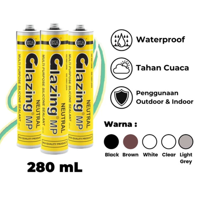 IKA GLAZING MP Neutral Cure Netral Lem Sealant Kaca Akrilik PVC ACP BESI Silicone Sealant Isi 280mL
