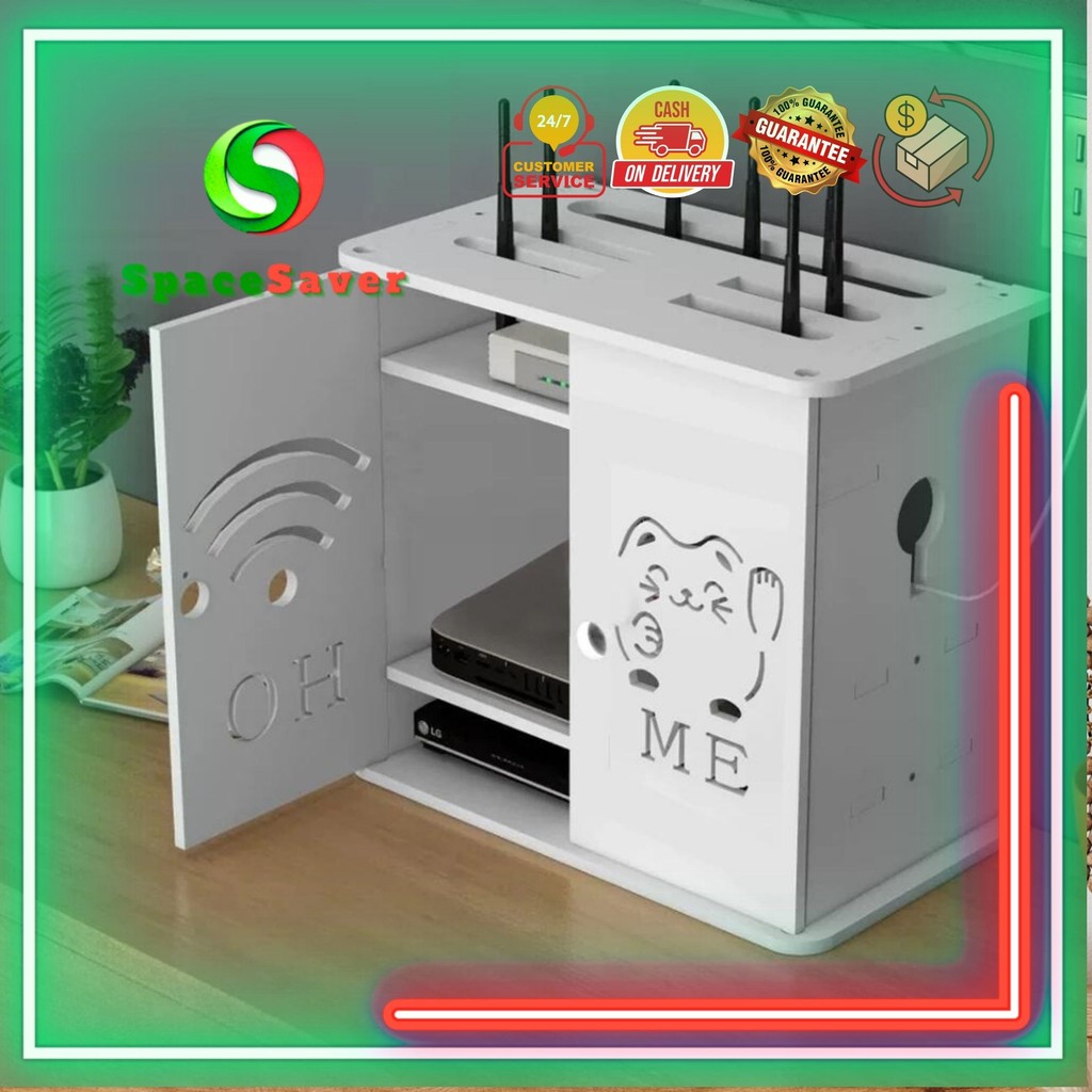 SpaceSaver - Rak Untuk Router Wifi Dvd Player Kaset Pemutar Video Tape Recorder Rak Dengan Motif Kar
