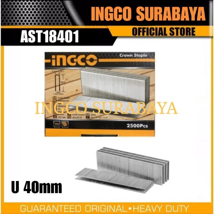 

INGCO AST18401 CROWN STAPLES ( U 40MM) REFILL ISI STEPLES TEMBAK U40