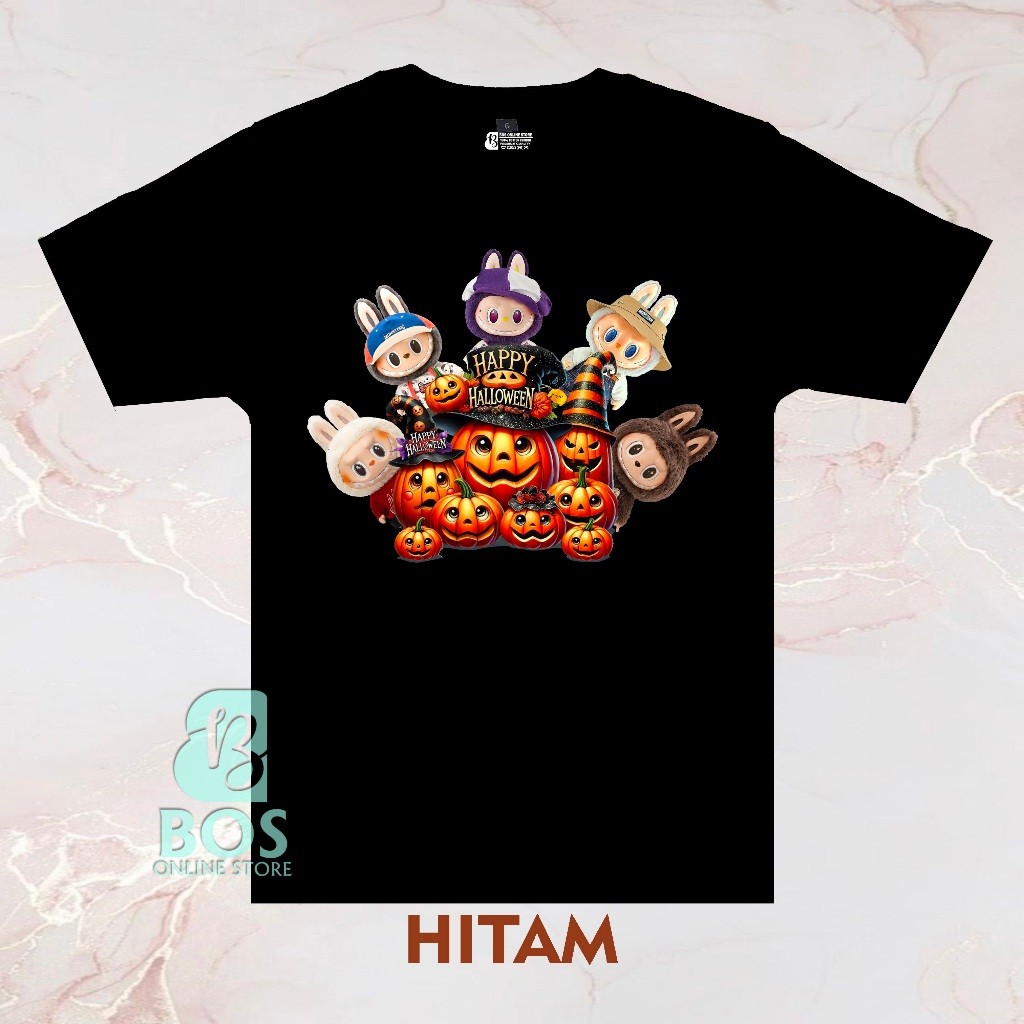 Kaos Pria Distro,Baju AtasanAnak Halloween WItch LAbubu Pumpkin Happy Halloween JAck Skul Bat Labu T
