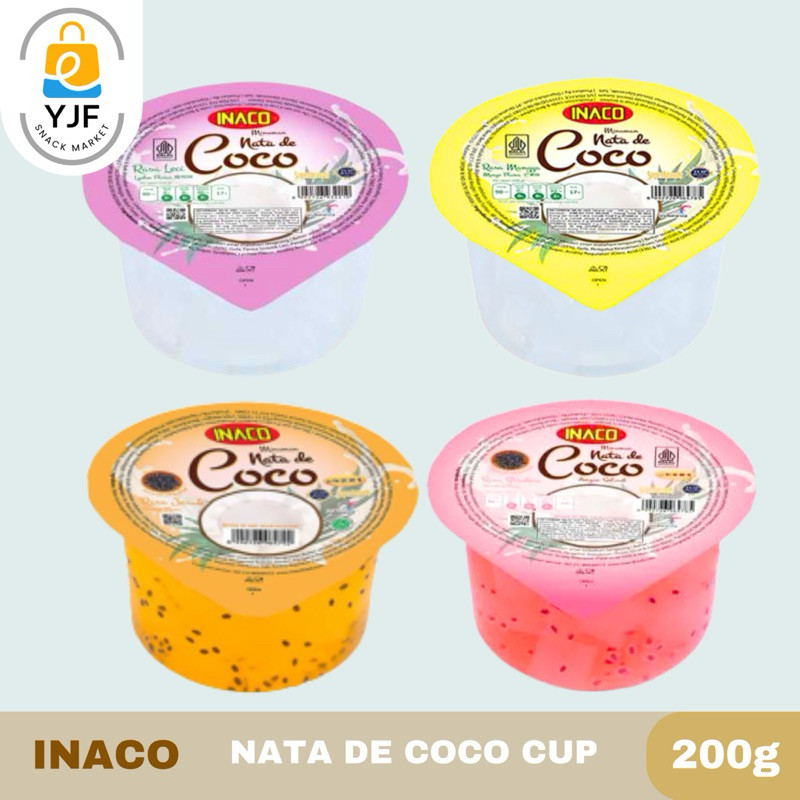 

Inaco Nata De Coco Cup / Sari Kelapa Nata De Coco Inaco Rasa Mangga / Leci / Jeruk Selasih / Strawberry Selasih - 200g