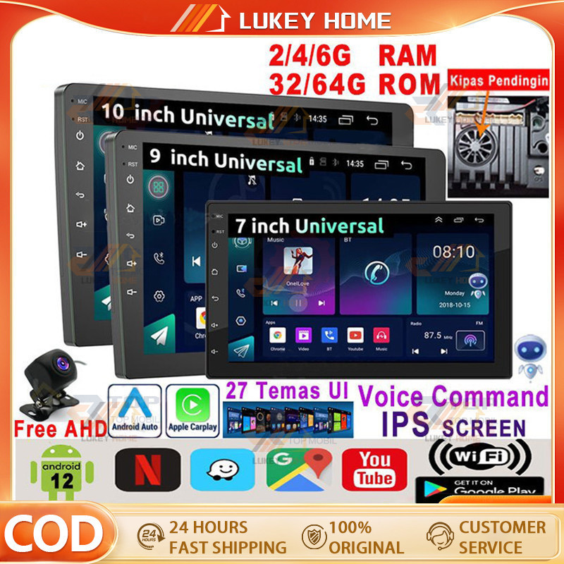 Dual Kipas 4G+64G IPS Screen Head Unit 7/9/10 Inch Car Android 14 Navigasi Untuk TOYOTA Daihatsu Mit