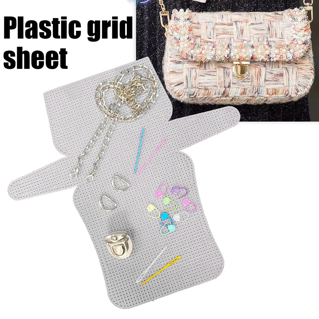 1pc bag jaring Mesh Plastic Canvas Purse Clutch Cross Stitch Handmade Kerajinan Tangan DIY