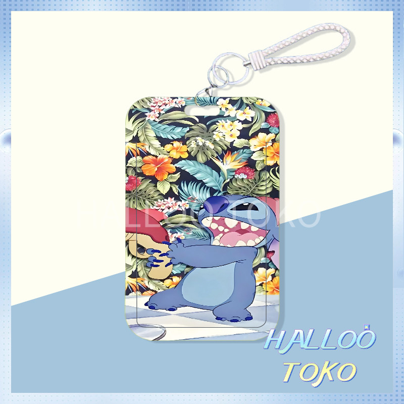 

ID CARD HOLDER MOTIF KAWAII TEMPAT KARTU PHOTOCARD PHOTO CARD Pelindung +Stitch Di Antara Bunga-Bunga