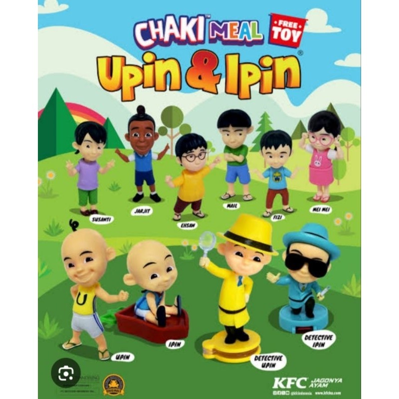 CHaki KFC Official merchandise mainan figure UPIN IPIN series susanti mei-mei fizi mail. jarjit ehsa